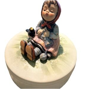 Vintage Rare Goebel Hummel Figurine Singing Girl‎ Birds Jewelry Box Container